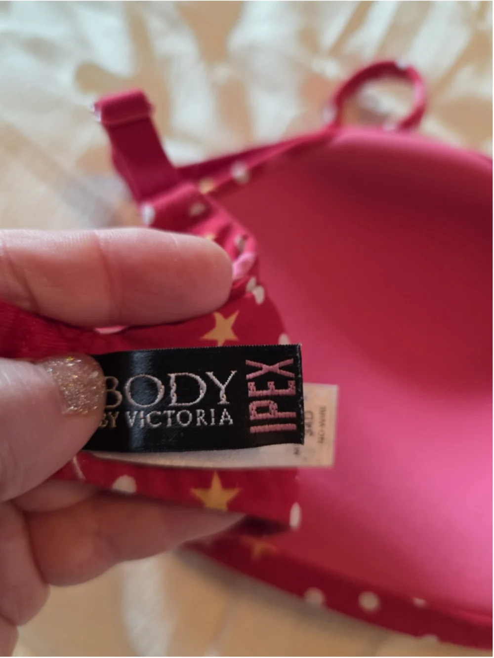 34D Y2K 2007 Ipex Body by Victoria's Secret Red Polka Dot Star Bra Lined Glam